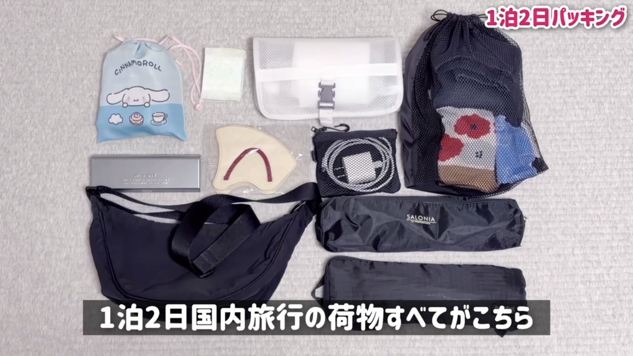 荷物を並べた様子